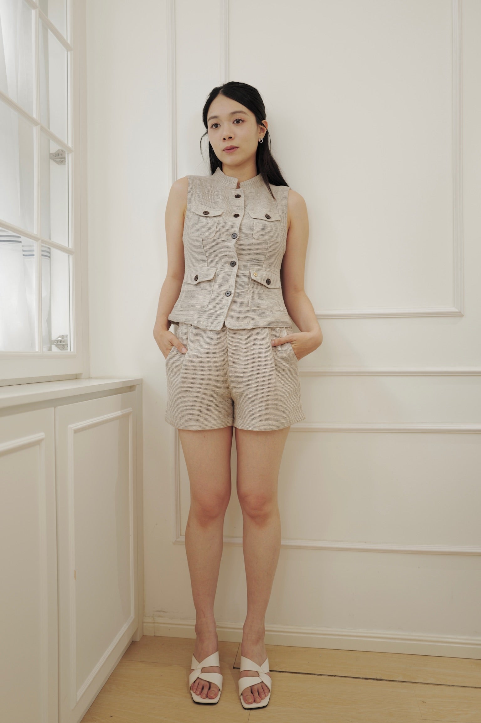 【LE ZANS BRAND COLLECTION】Light Luxury Tweed High-Waist Shorts [ST0028]