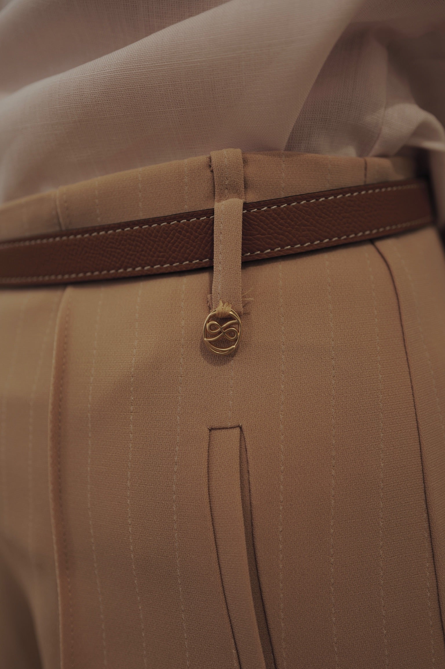 【LE ZANS BRAND COLLECTION】High-waisted pinstripe trousers [PT0091]