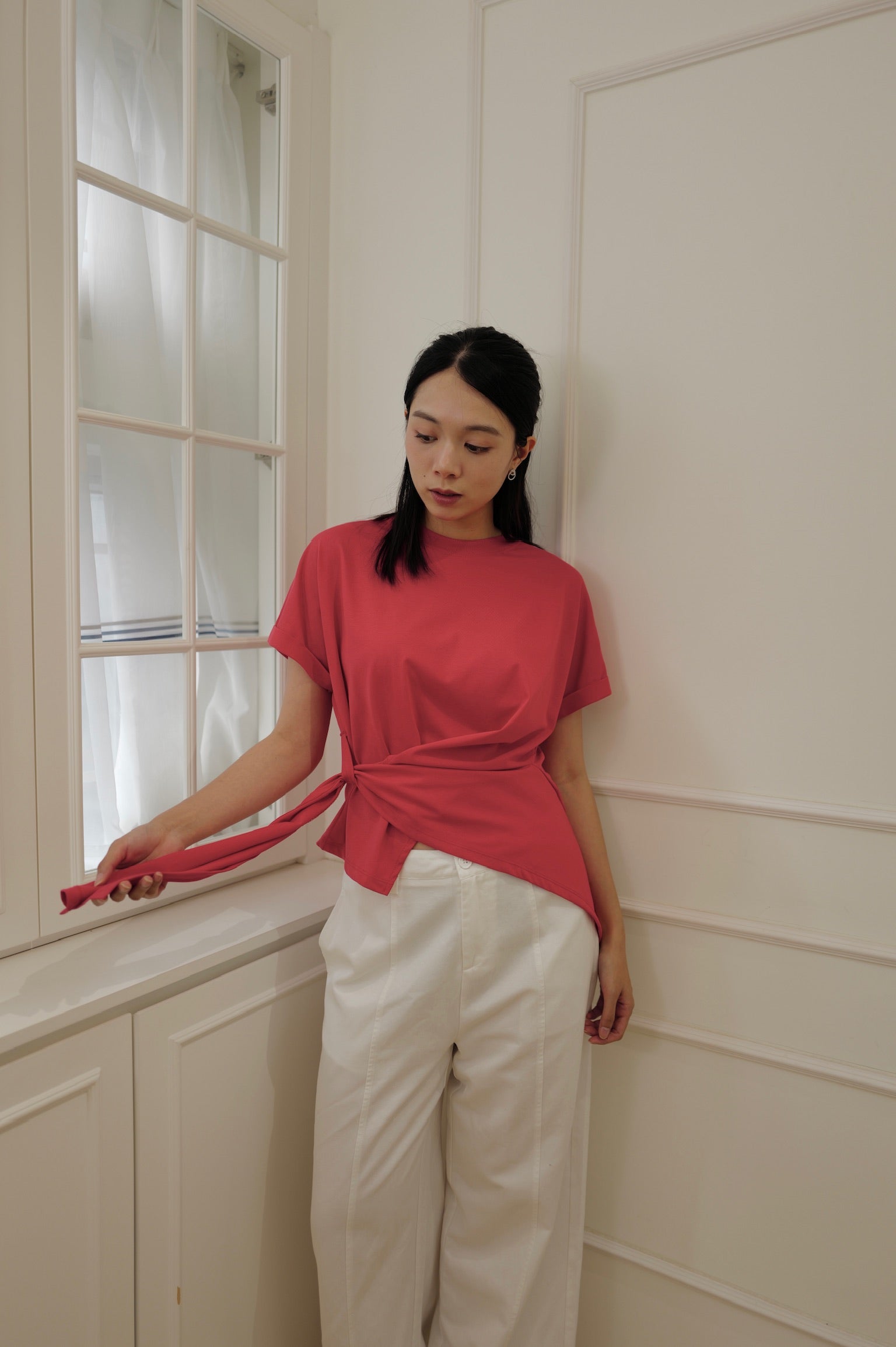Asymmetric Tie-Hem Tee [T0266]