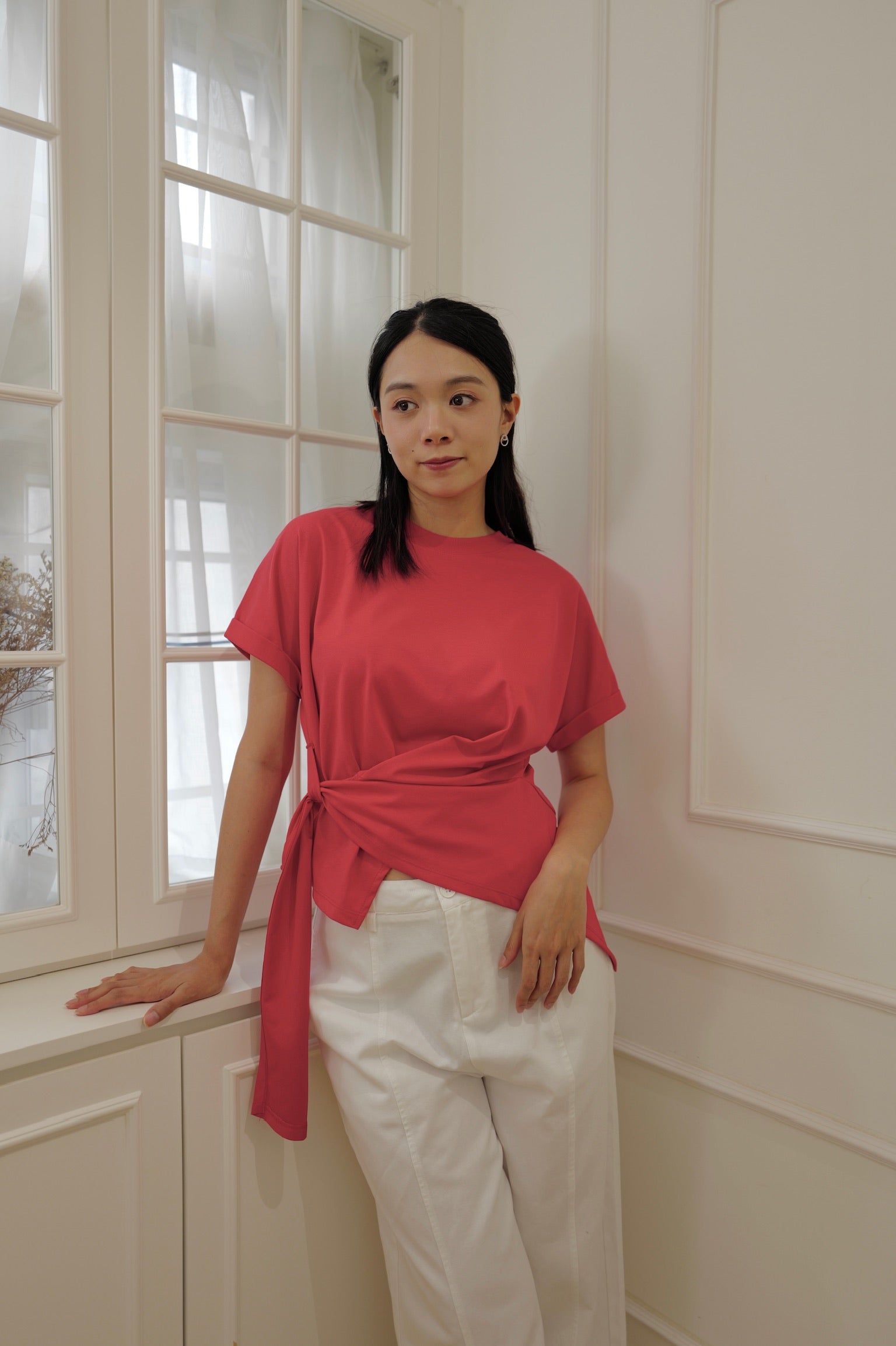 Asymmetric Tie-Hem Tee [T0266]
