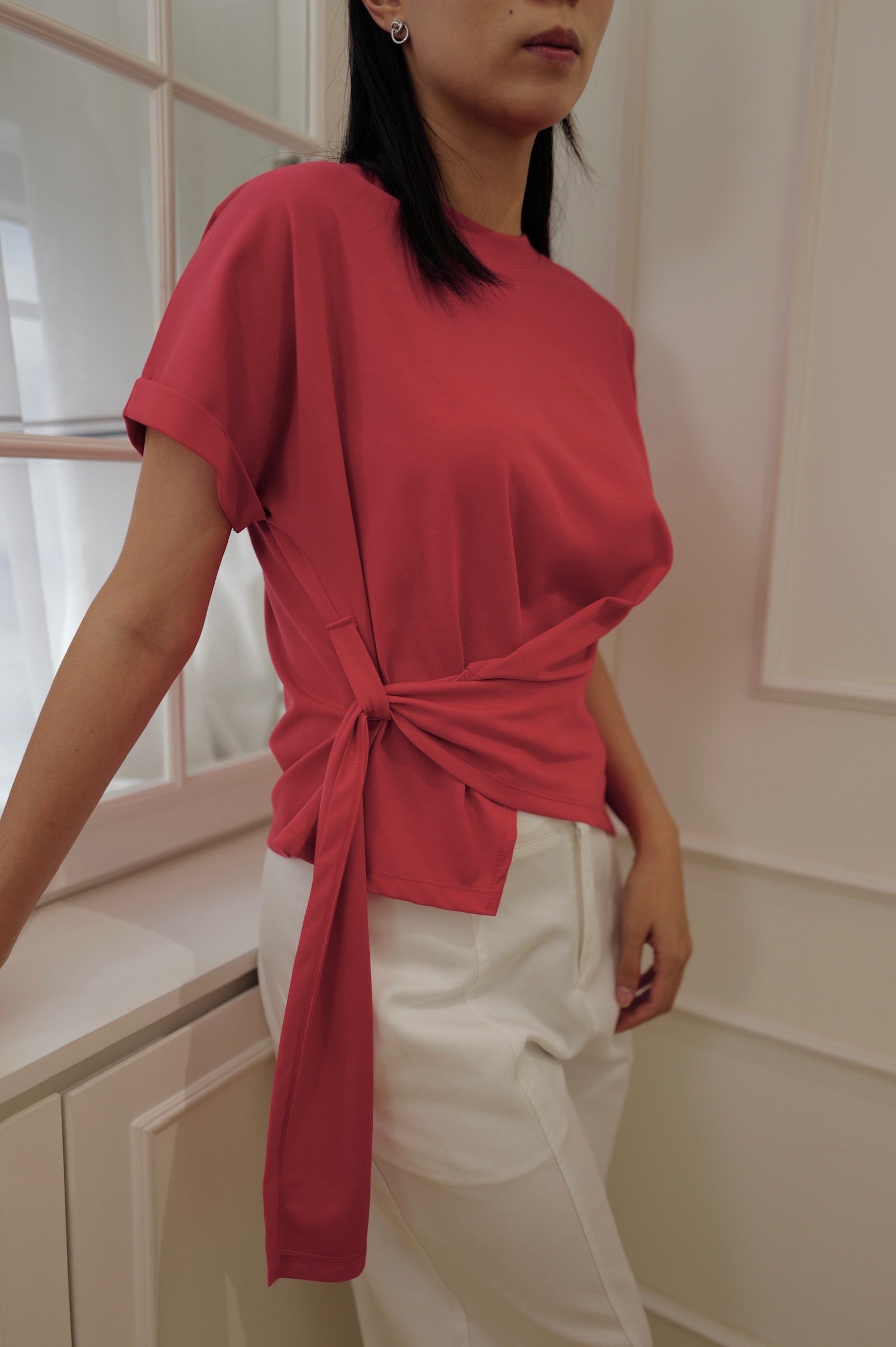 Asymmetric Tie-Hem Tee [T0266]