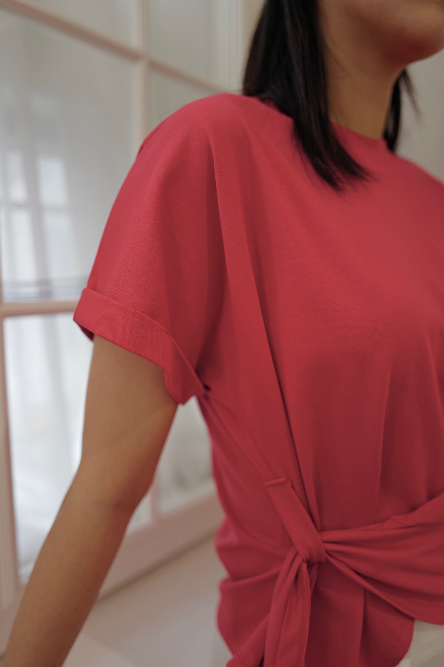 Asymmetric Tie-Hem Tee [T0266]
