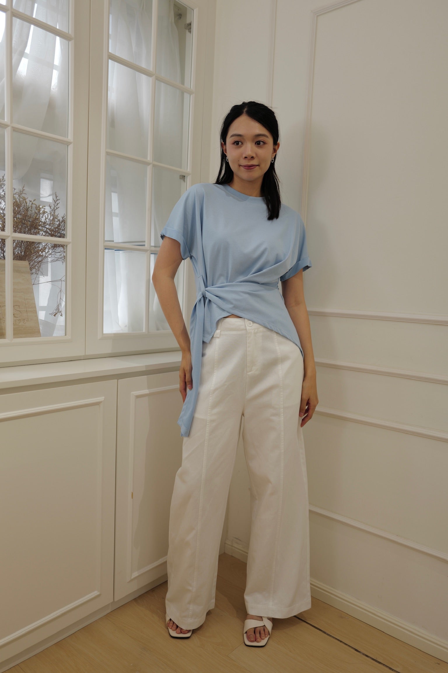 Asymmetric Tie-Hem Tee [T0266]