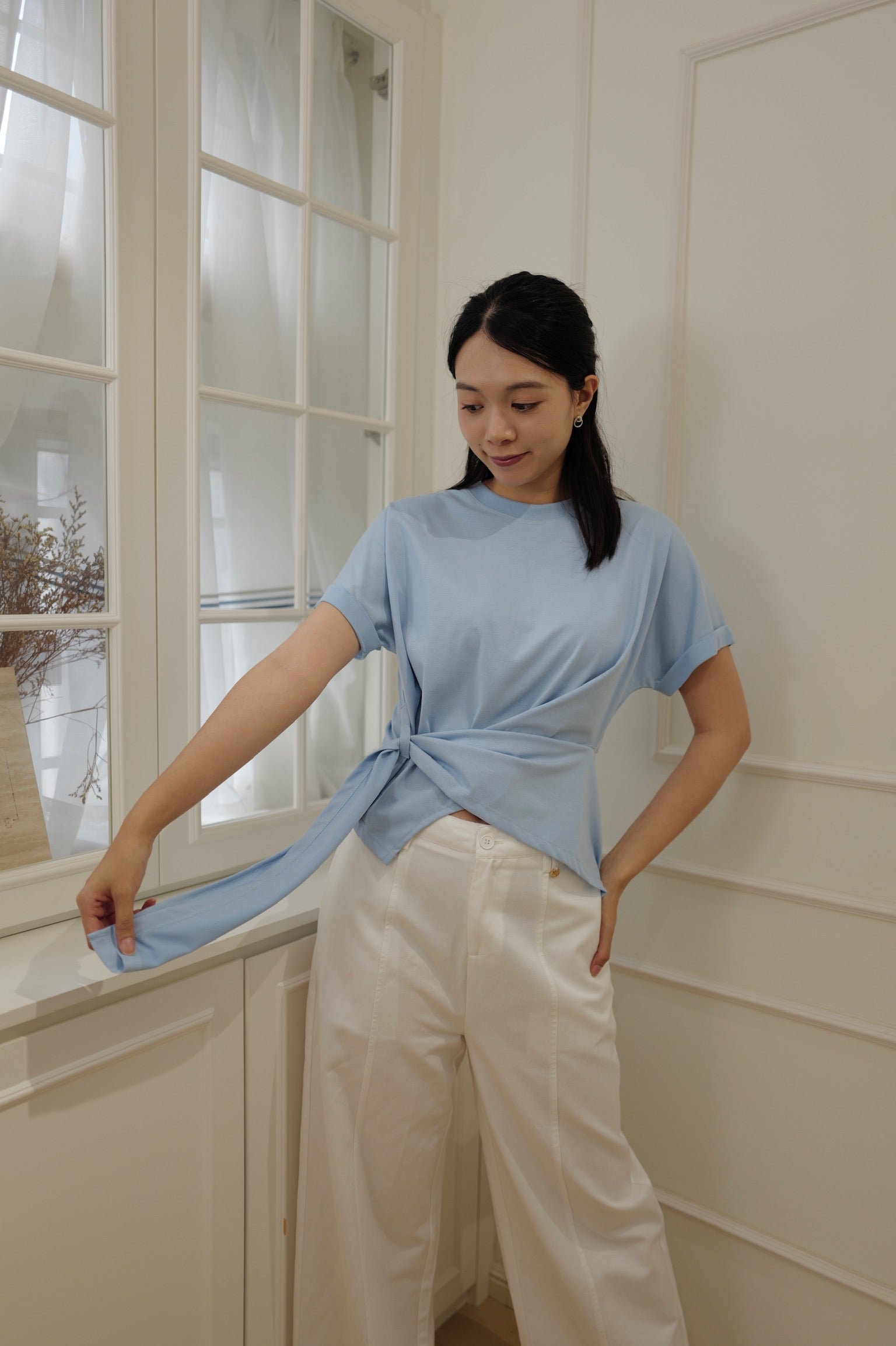Asymmetric Tie-Hem Tee [T0266]