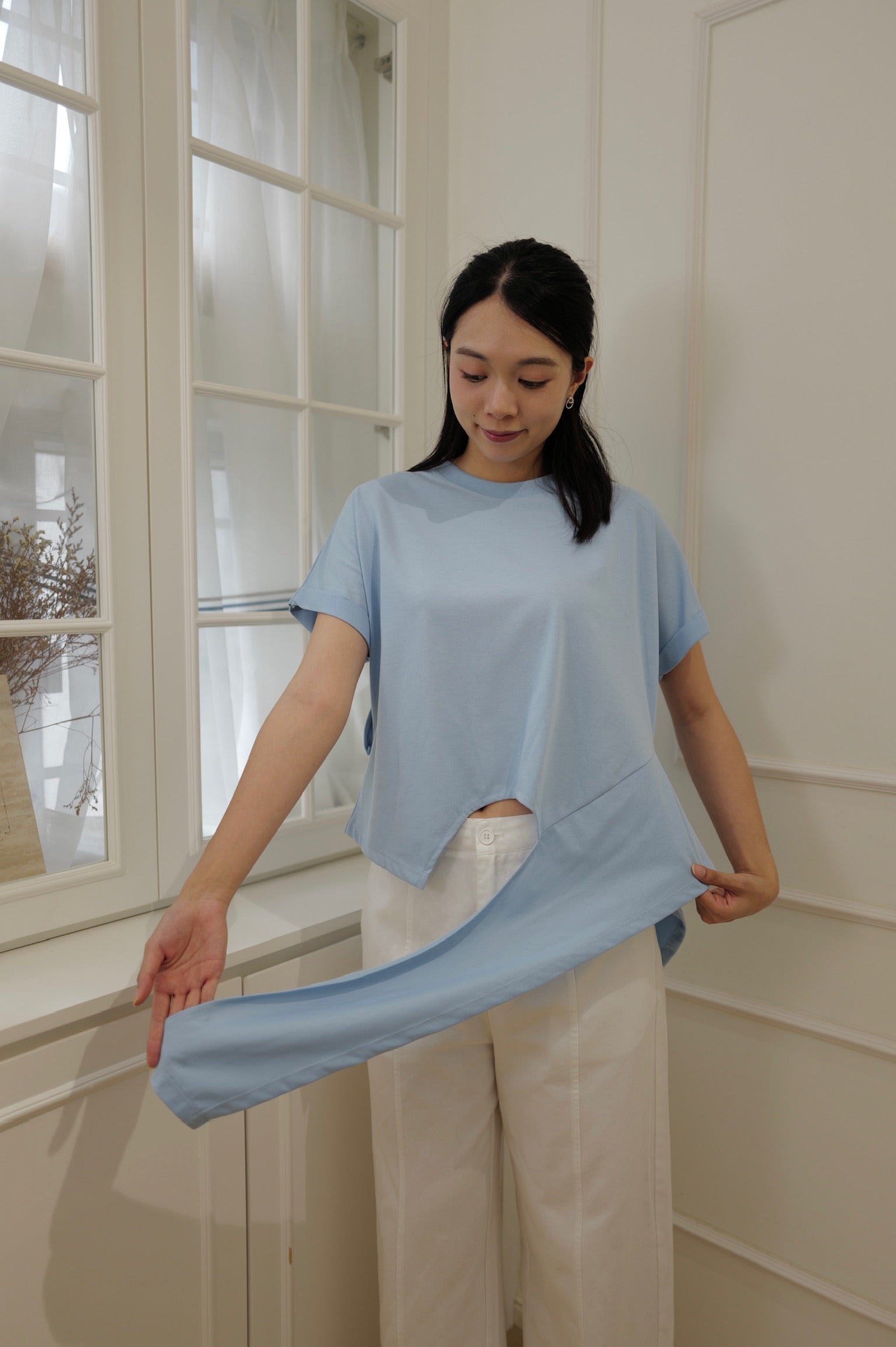 Asymmetric Tie-Hem Tee [T0266]