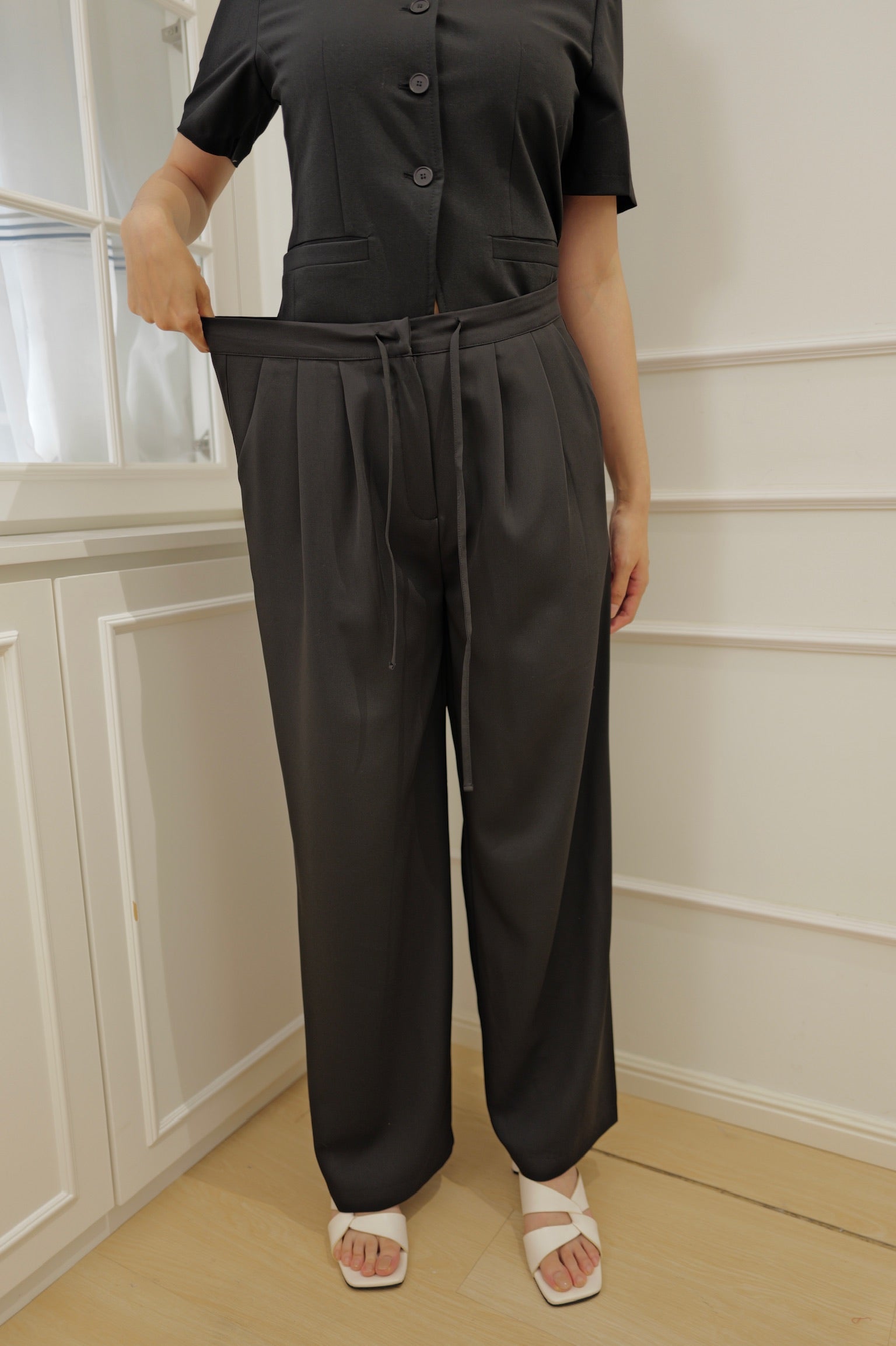 Relaxed Drawstring Draped Pants [PT0090]