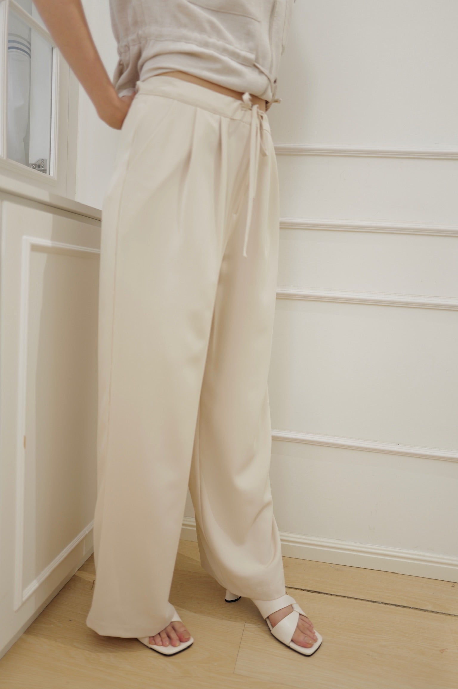 Relaxed Drawstring Draped Pants [PT0090]
