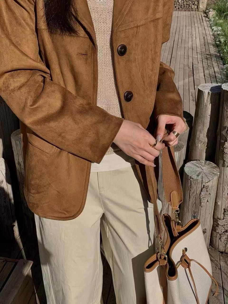 Suede-textured Safari Jacket [J0088]