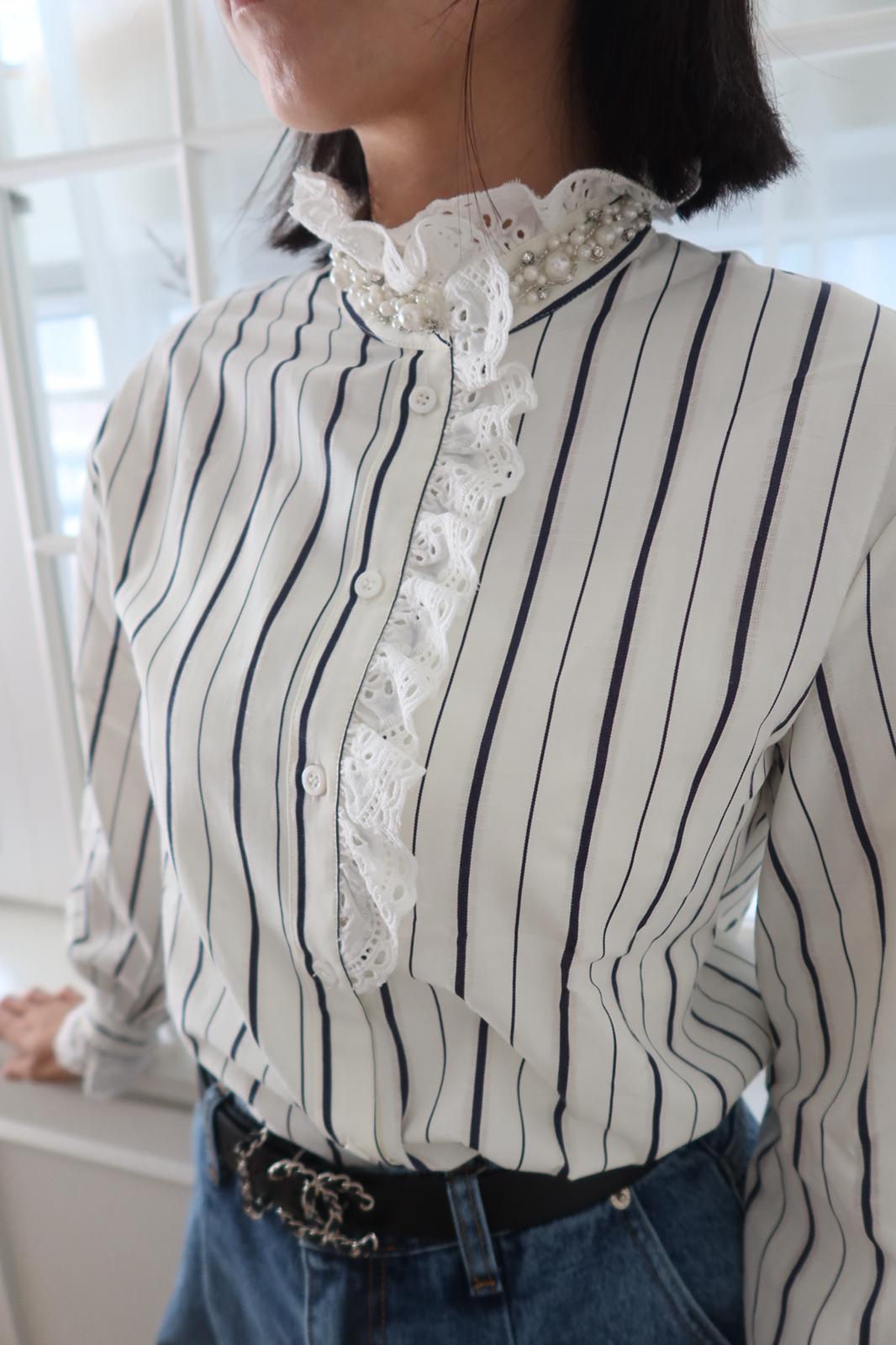【LE ZANS BRAND COLLECTION】French Chic Pearl Blouse [T0230]